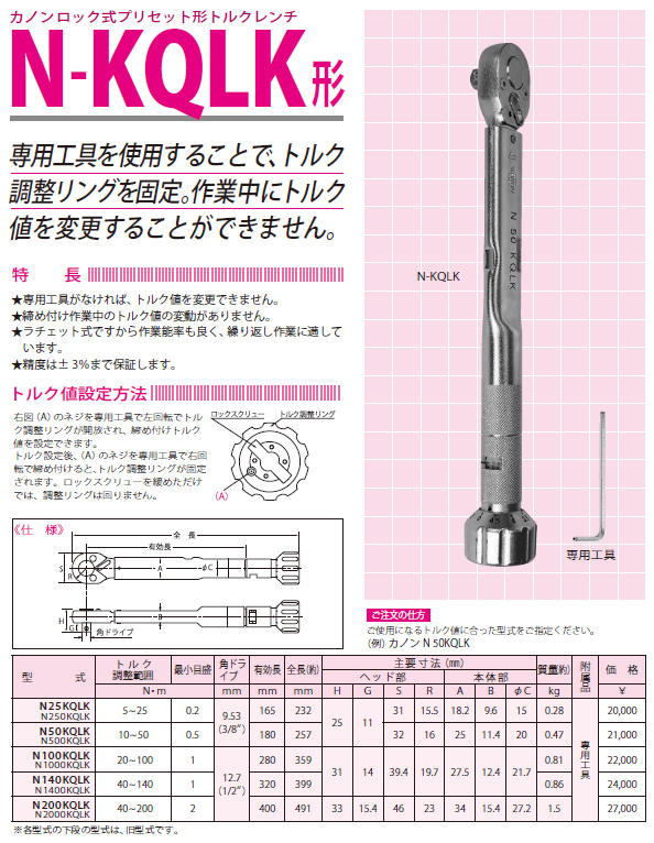 よいしな / ﾛｯｸ式ﾌﾟﾘｾｯﾄ形ﾄﾙｸﾚﾝﾁ ㈱中村製作所 KANON